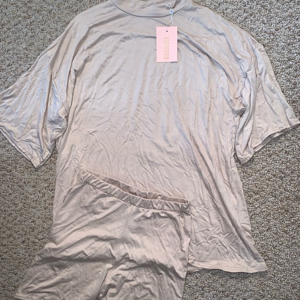 Missguided Nude Biker Short Set